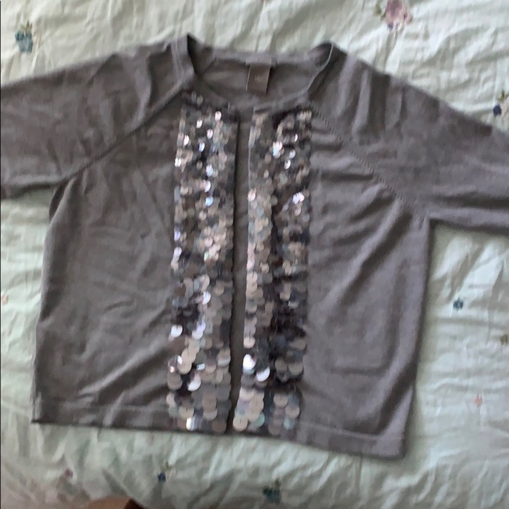 Ann Taylor 3/4 sleeve sweater with sequins